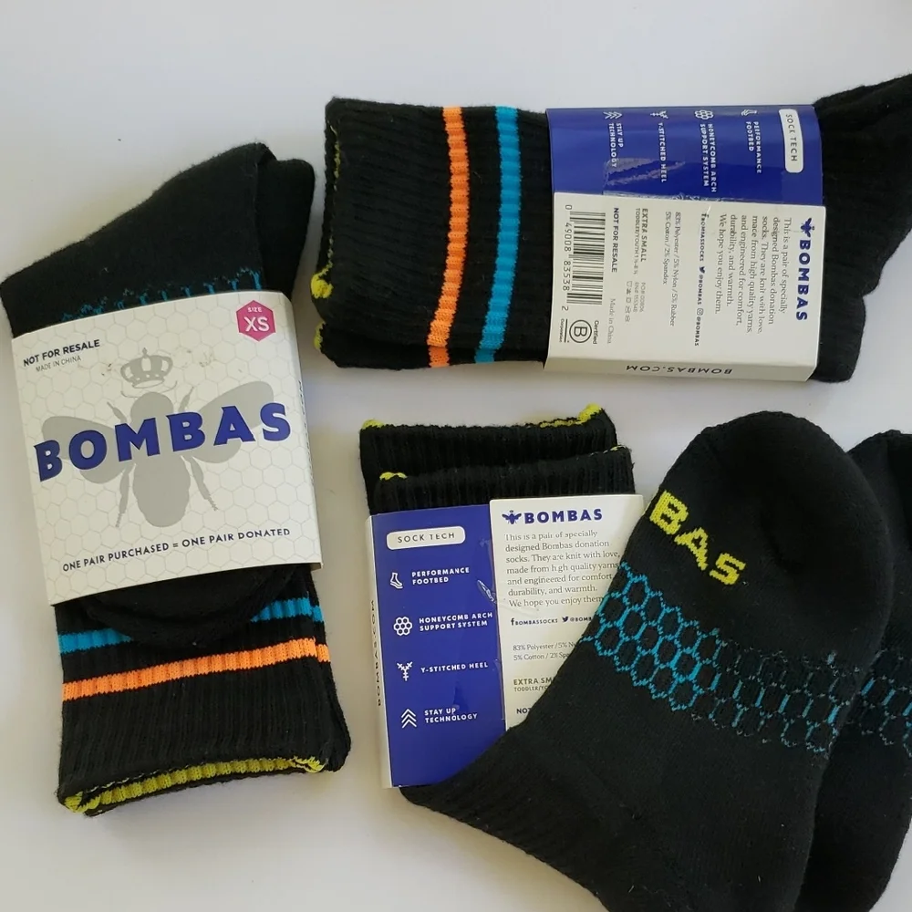 Bombas Black and Blue Cushioned Socks (3 Pr)